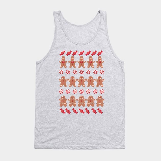 Gingerbread Men Cookies Ugly Christmas Sweater Tank Top by MedleyDesigns67